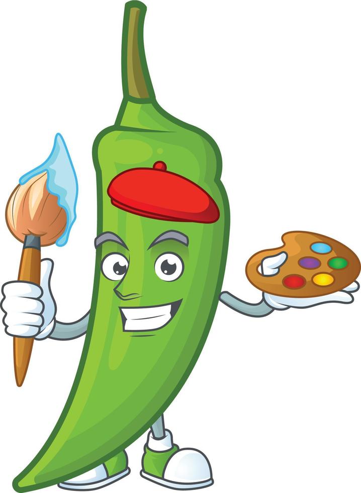 groene chili stripfiguur vector