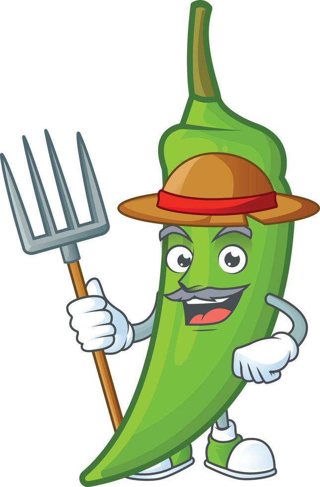 groene chili stripfiguur vector