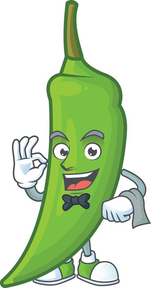 groene chili stripfiguur vector