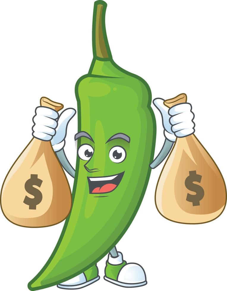 groene chili stripfiguur vector