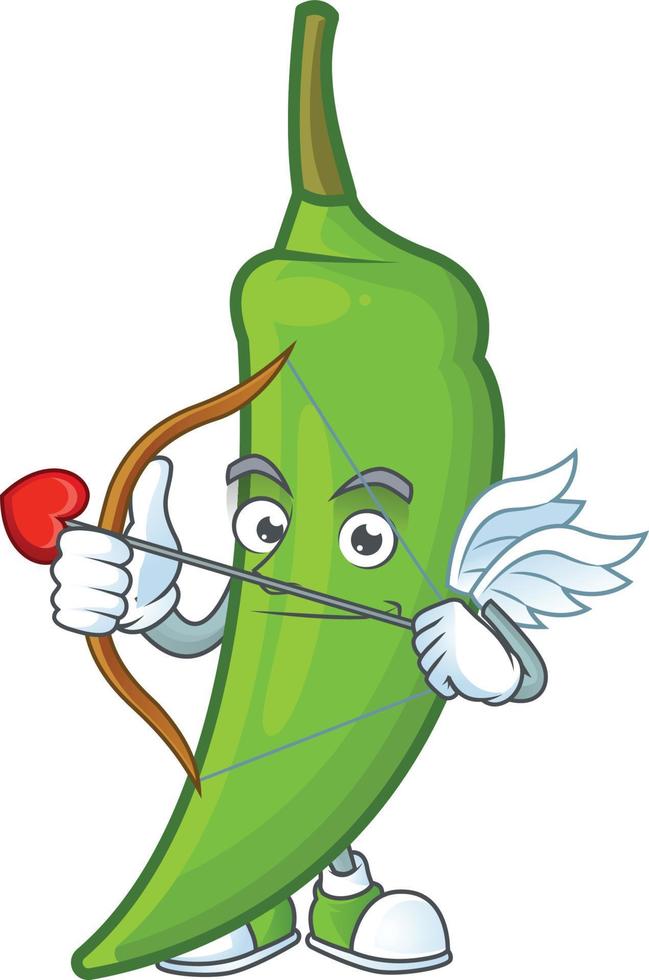 groene chili stripfiguur vector