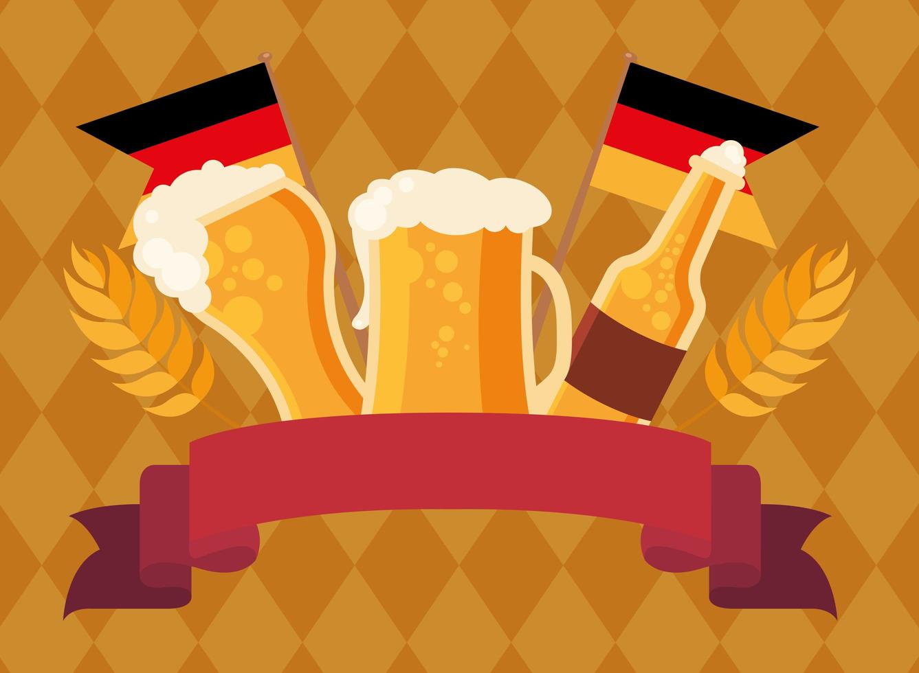 oktoberfest bierfles en glazen vector ontwerp