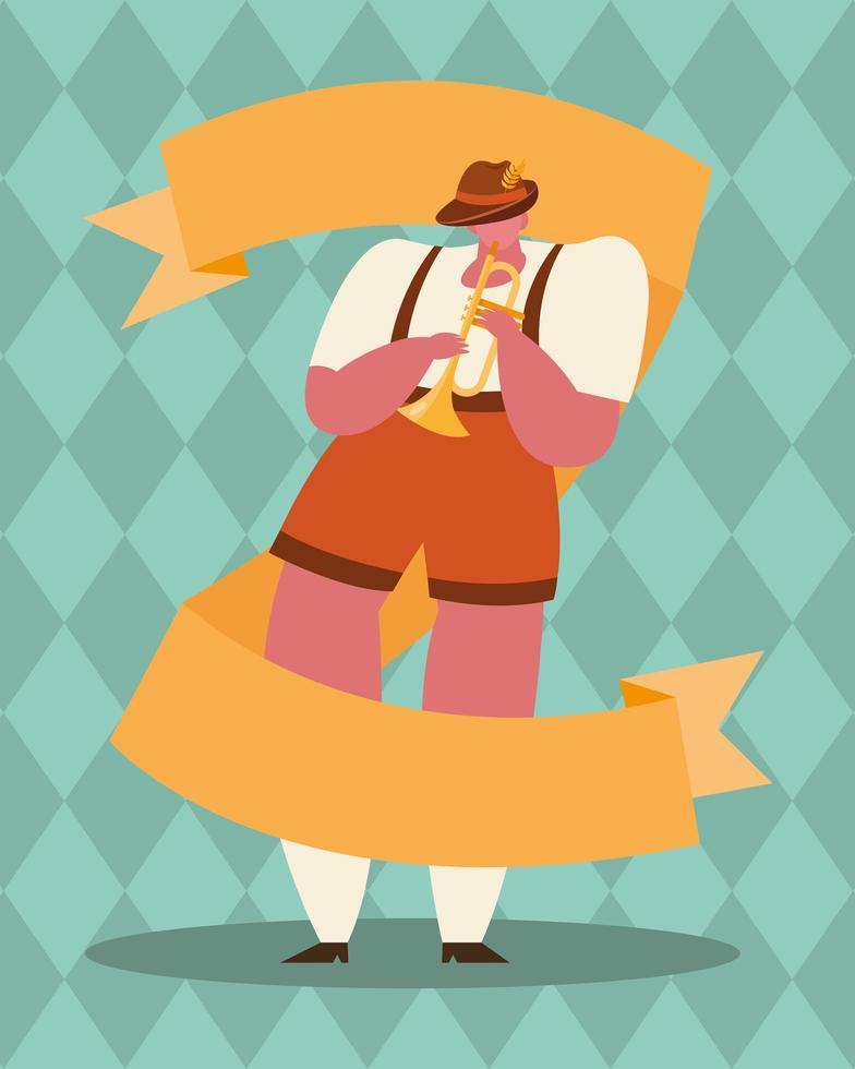 oktoberfest man cartoon met trompet vector ontwerp