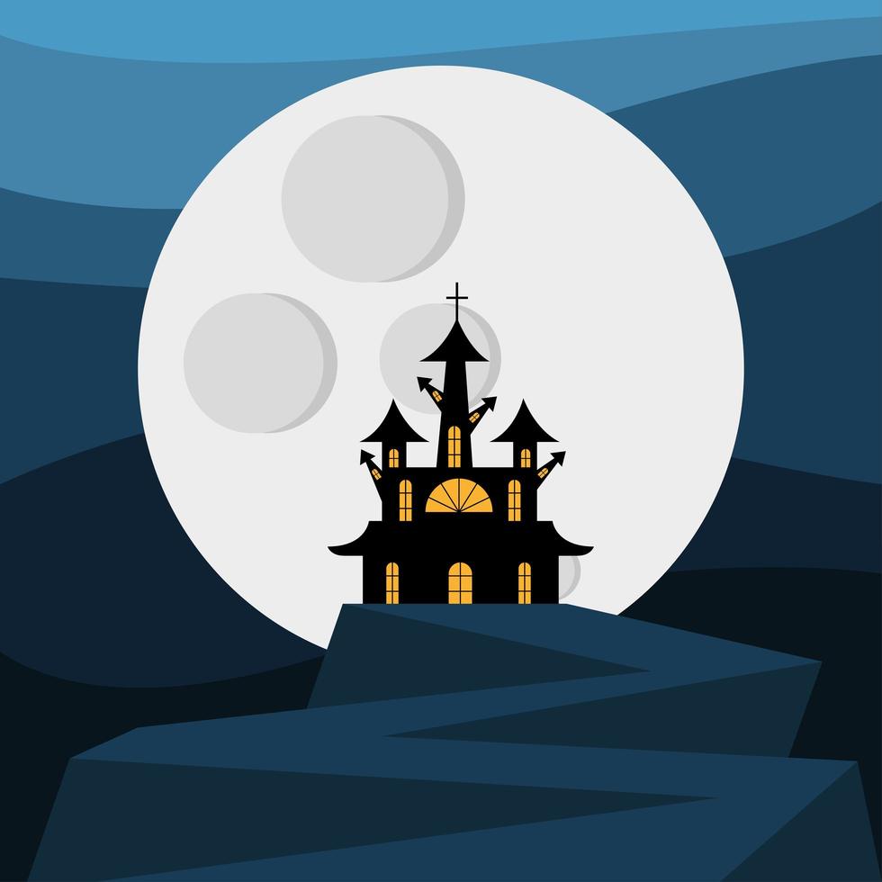 halloween spookhuis voor de maan vector