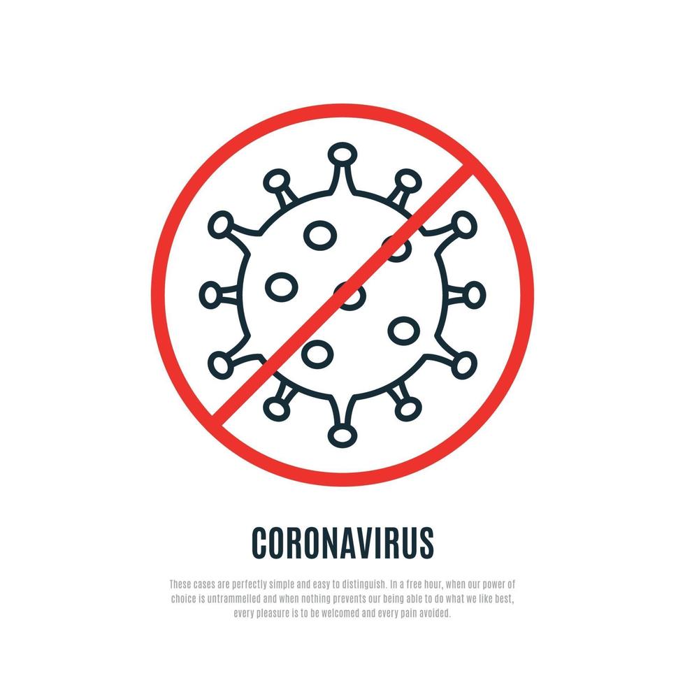 stop coronavirus lijn pictogram. gezondheidszorg concept. vectorillustratie geïsoleerd op een witte achtergrond. vector