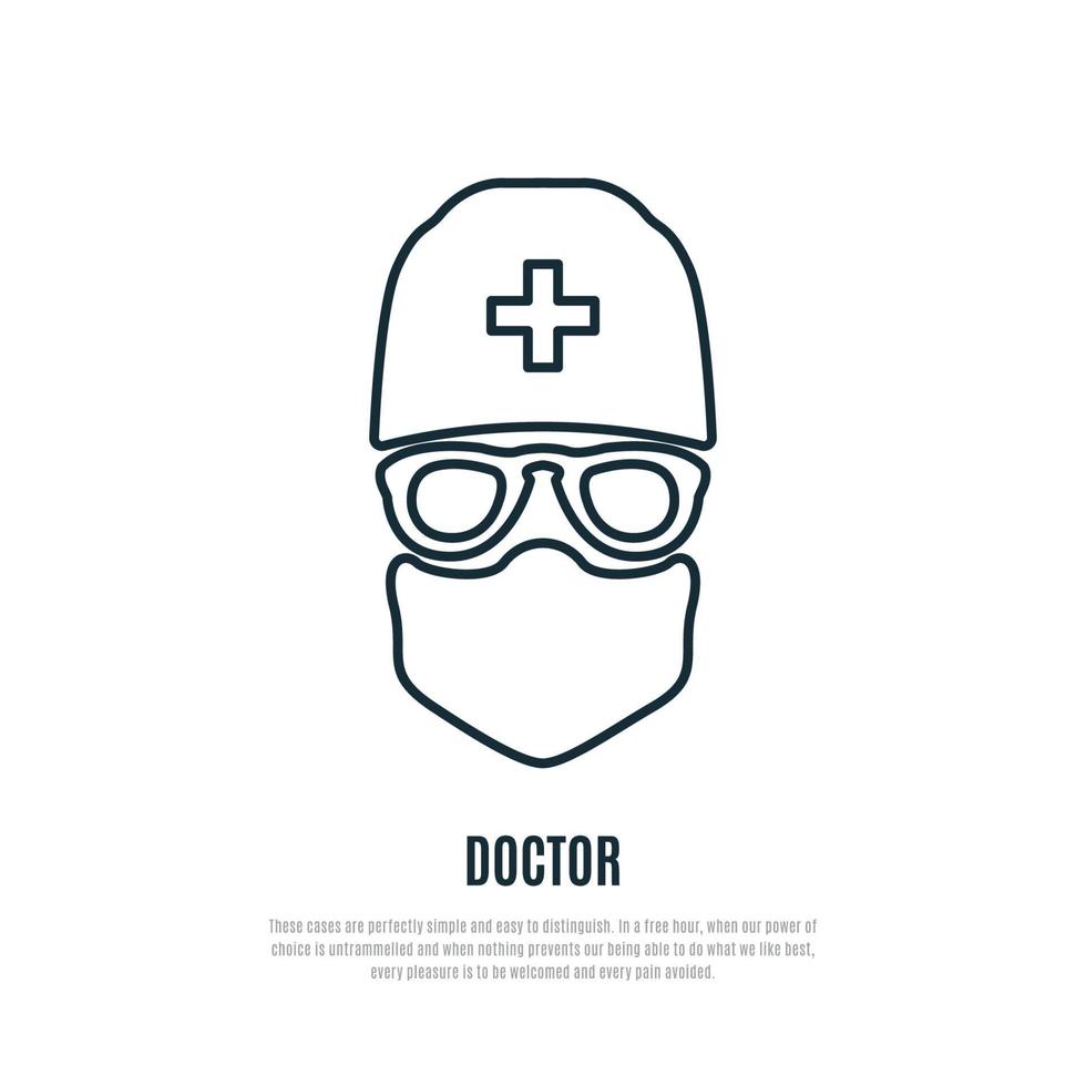 arts in beschermend masker voering pictogram. bescherming tegen epidemieën en virussen. vector