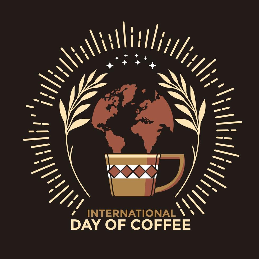 internationale dag van koffie wenskaart vector