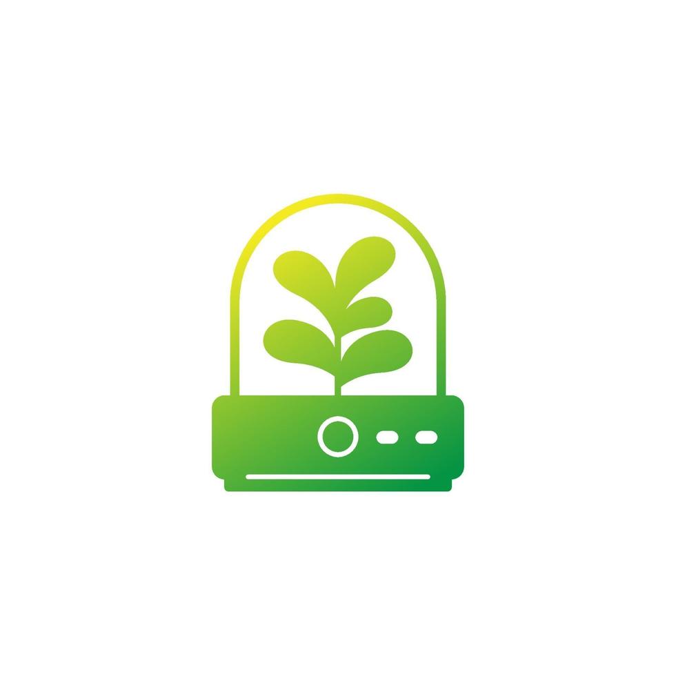 incubator met plant pictogram op witte achtergrond vector