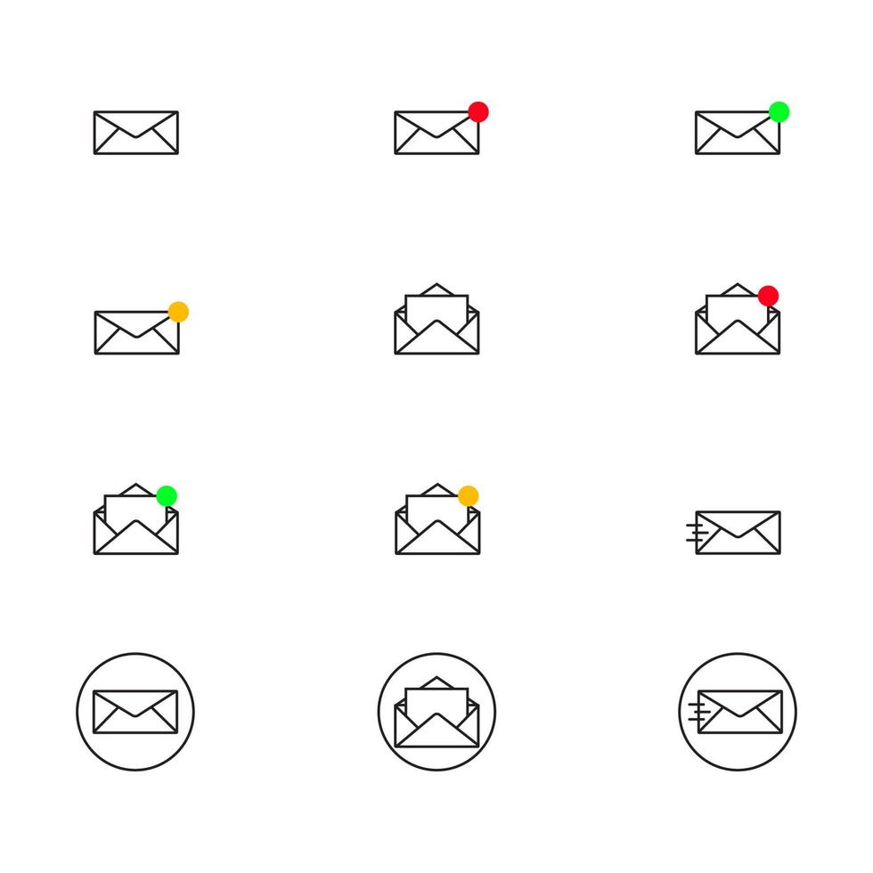 vector verzameling van mail icoon, icoon pak, mail symbool, kennisgeving icoon, kennisgeving symbool