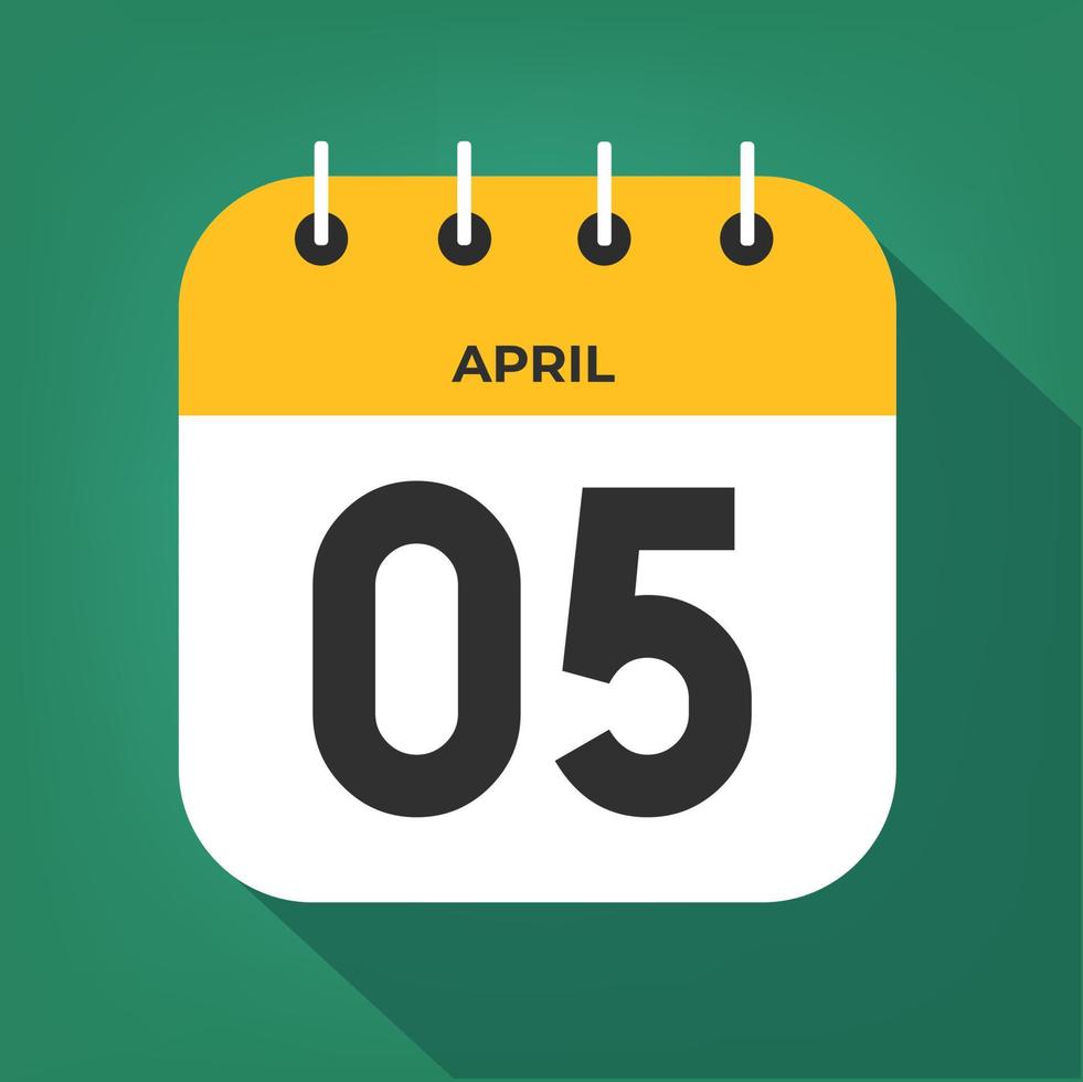 april dag 5. aantal vijf Aan een wit papier met geel kleur grens Aan een groen achtergrond vector. vector
