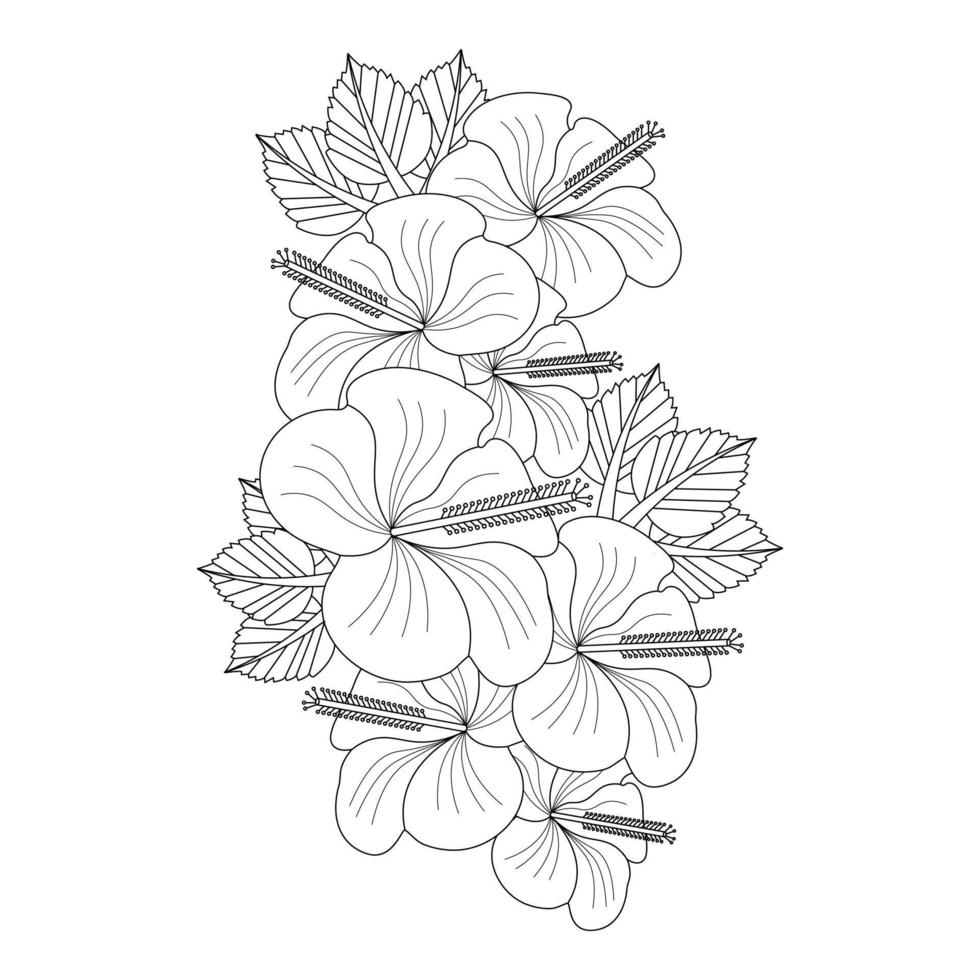 hibiscus bloem kleur bladzijde vector