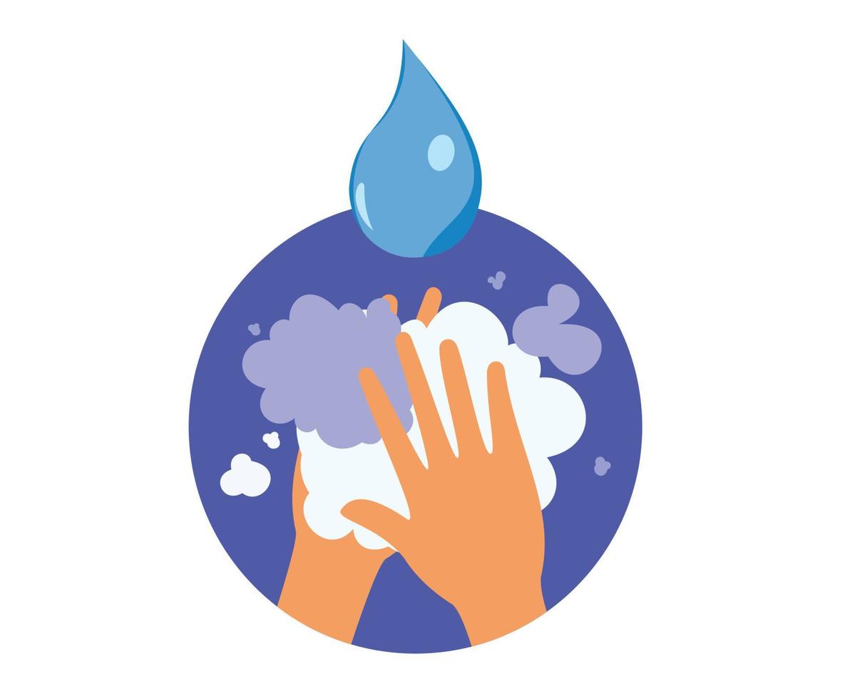 illustratie van het wassen handen met zeep over- rennen water. wassen handen over- kraan water vector