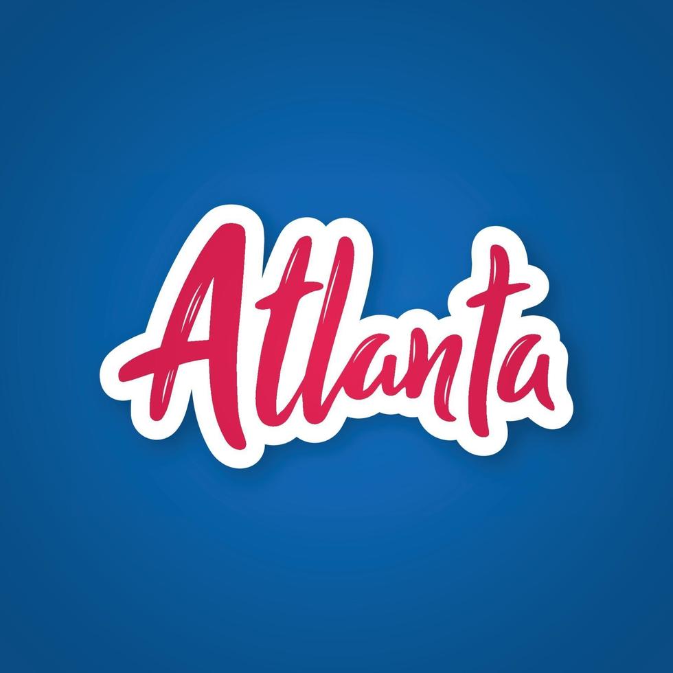 atlanta - handgeschreven naam van de stad. sticker met letters in papierstijl. atlanta hoofdstad van de staat georgië, ons. vector