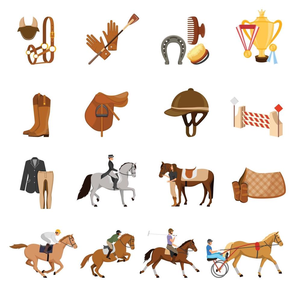 paardensport plat pictogrammen vector