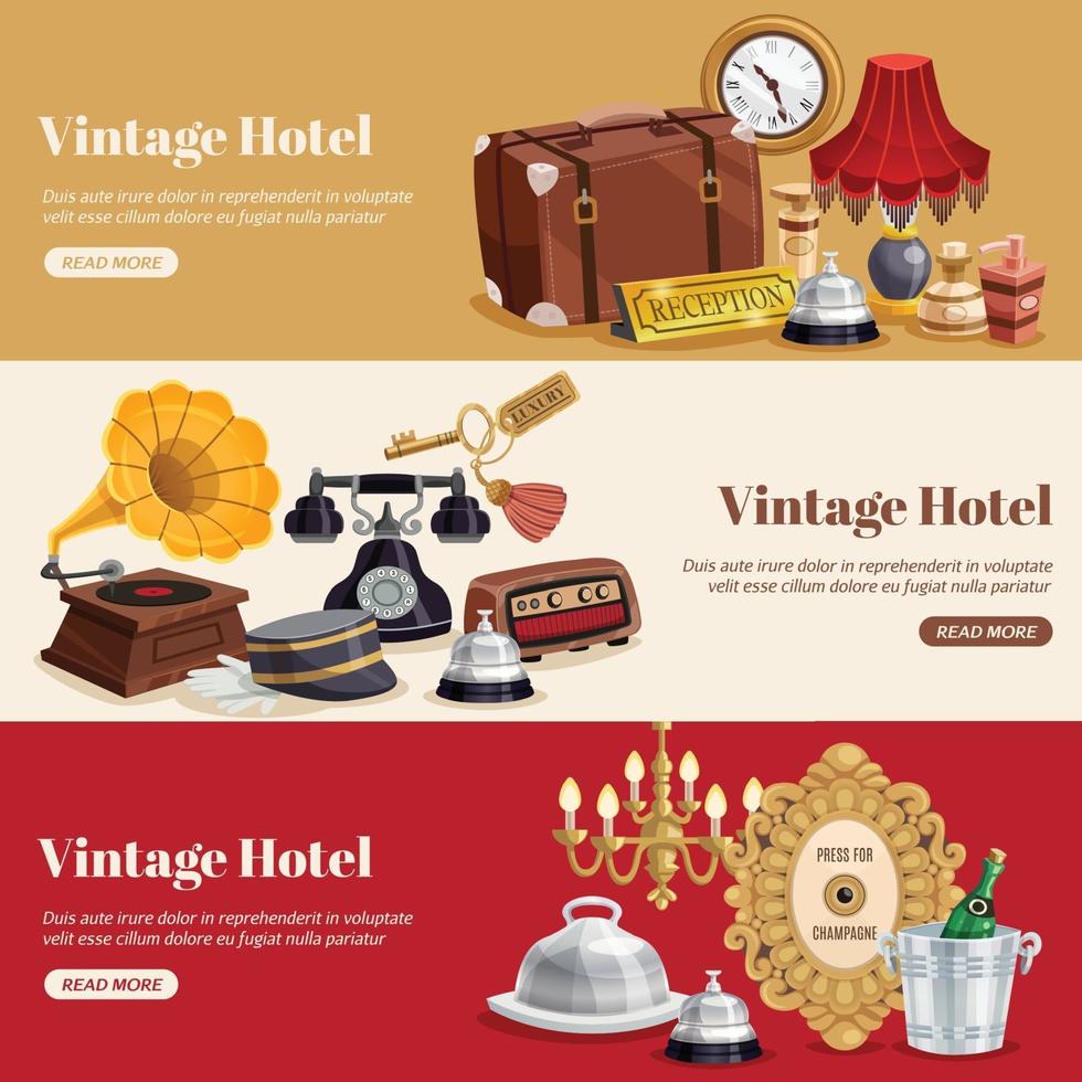 vintage hotel horizontale banners vector