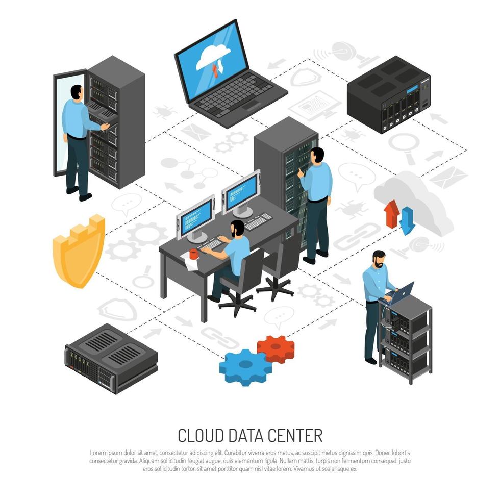 isometrisch datacenter in de cloud vector