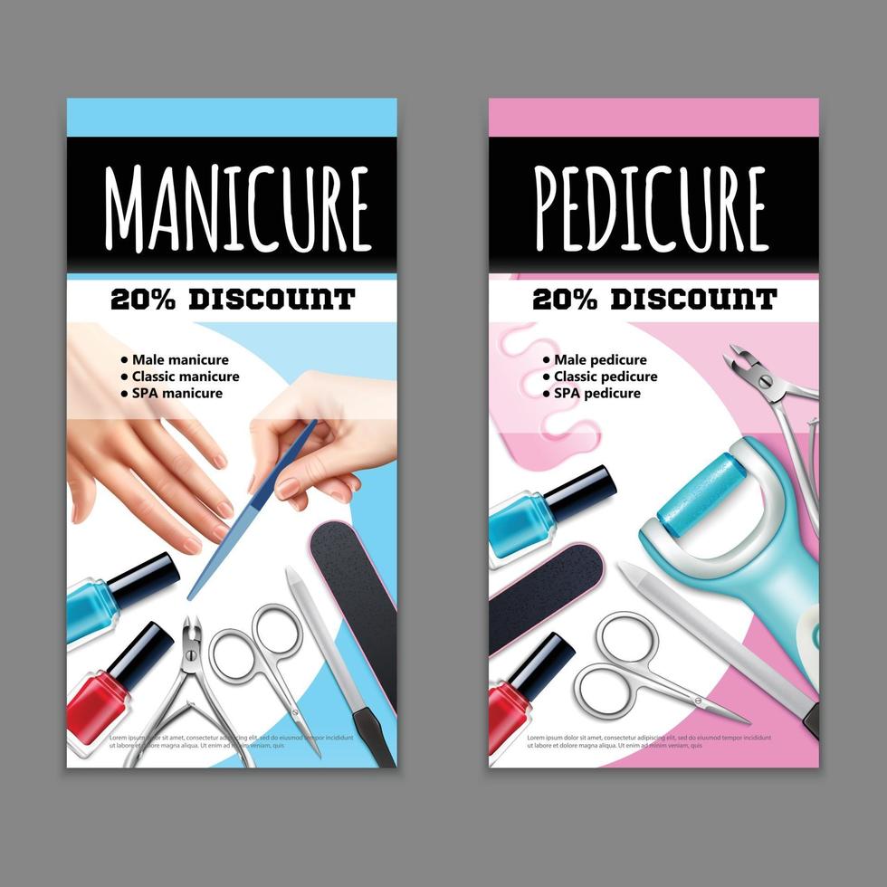 pedicure manicure banners vector