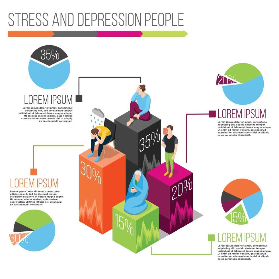 stress en depressie mensen infographics vector