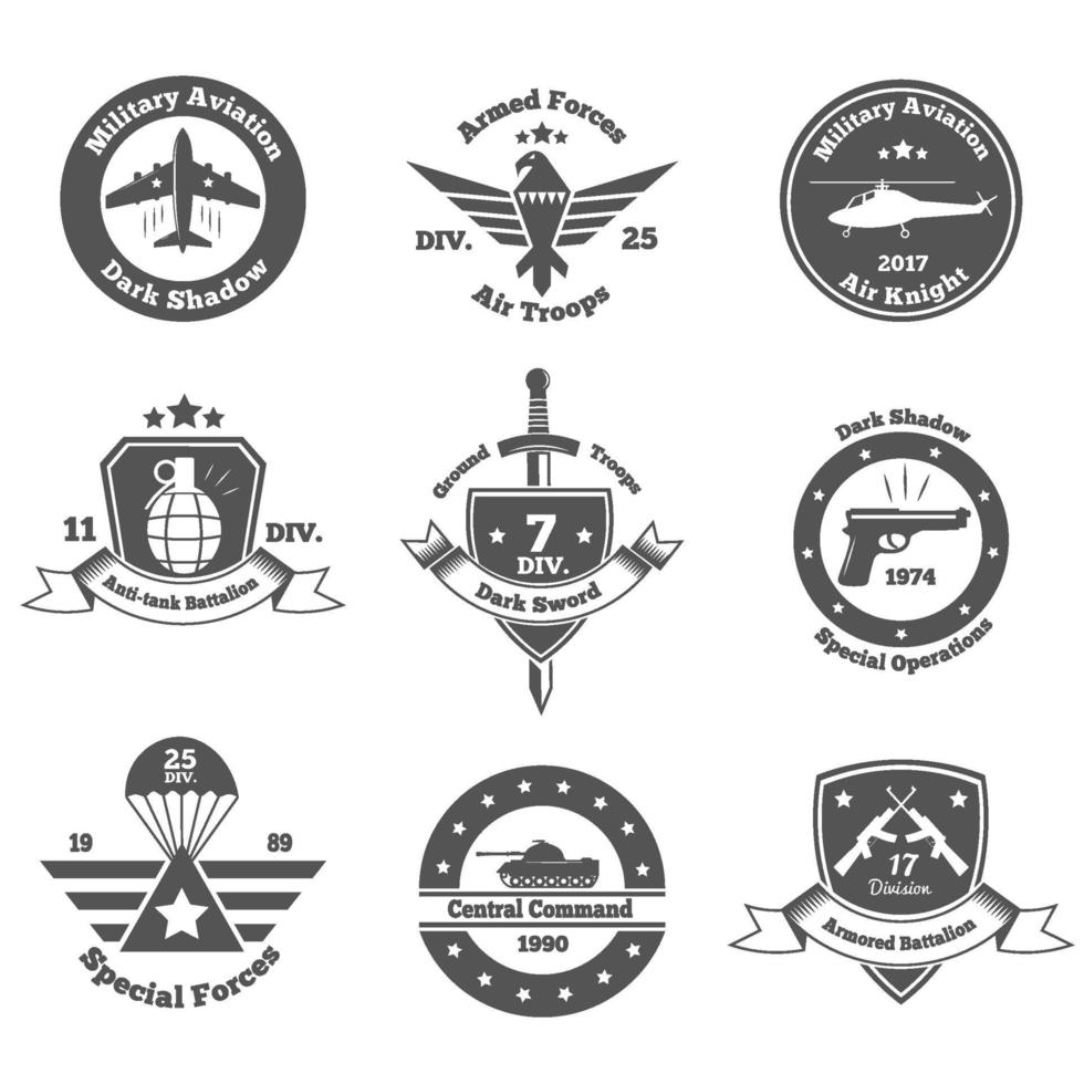 militaire emblemen set vector