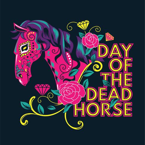 Sugar Skull Horse Geïnspireerd op Dia de los Muertos vector