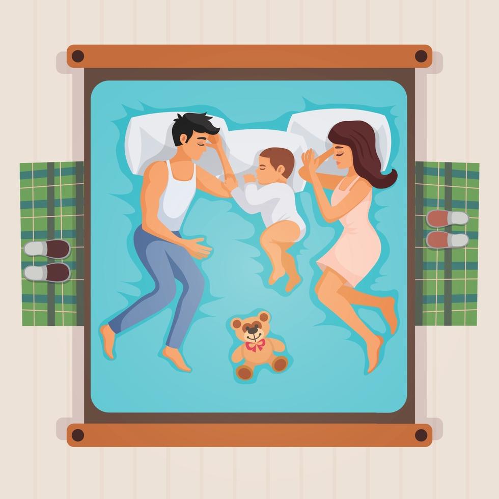 slapende familie illustratie vector