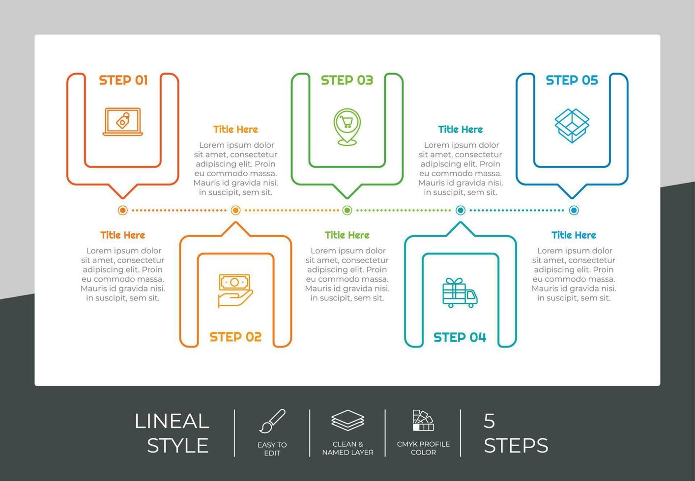 cirkel werkwijze infographic vector ontwerp met 4 stappen kleurrijk stijl voor presentatie doel.lijn stap infographic kan worden gebruikt voor bedrijf en afzet