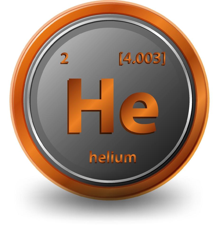 helium scheikundig element. chemisch symbool met atoomnummer en atoommassa. vector