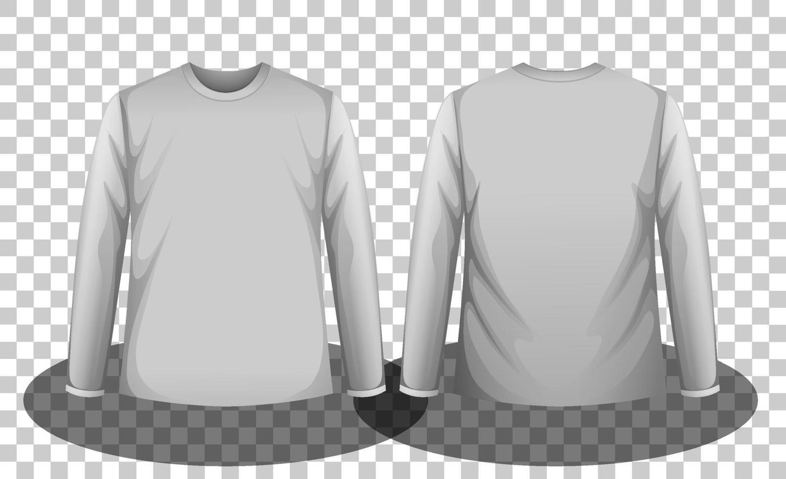 voor- en achterkant van grijs t-shirt met lange mouwen vector