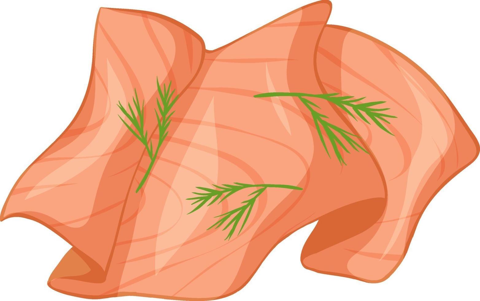 zalm gesneden met enkele dille geïsoleerd vector