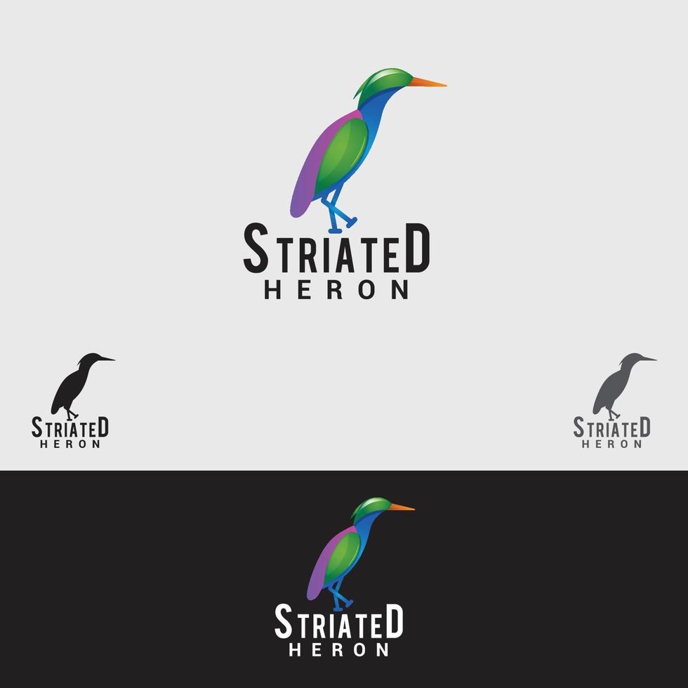 gestreepte reiger logo ontwerpsjabloon vector