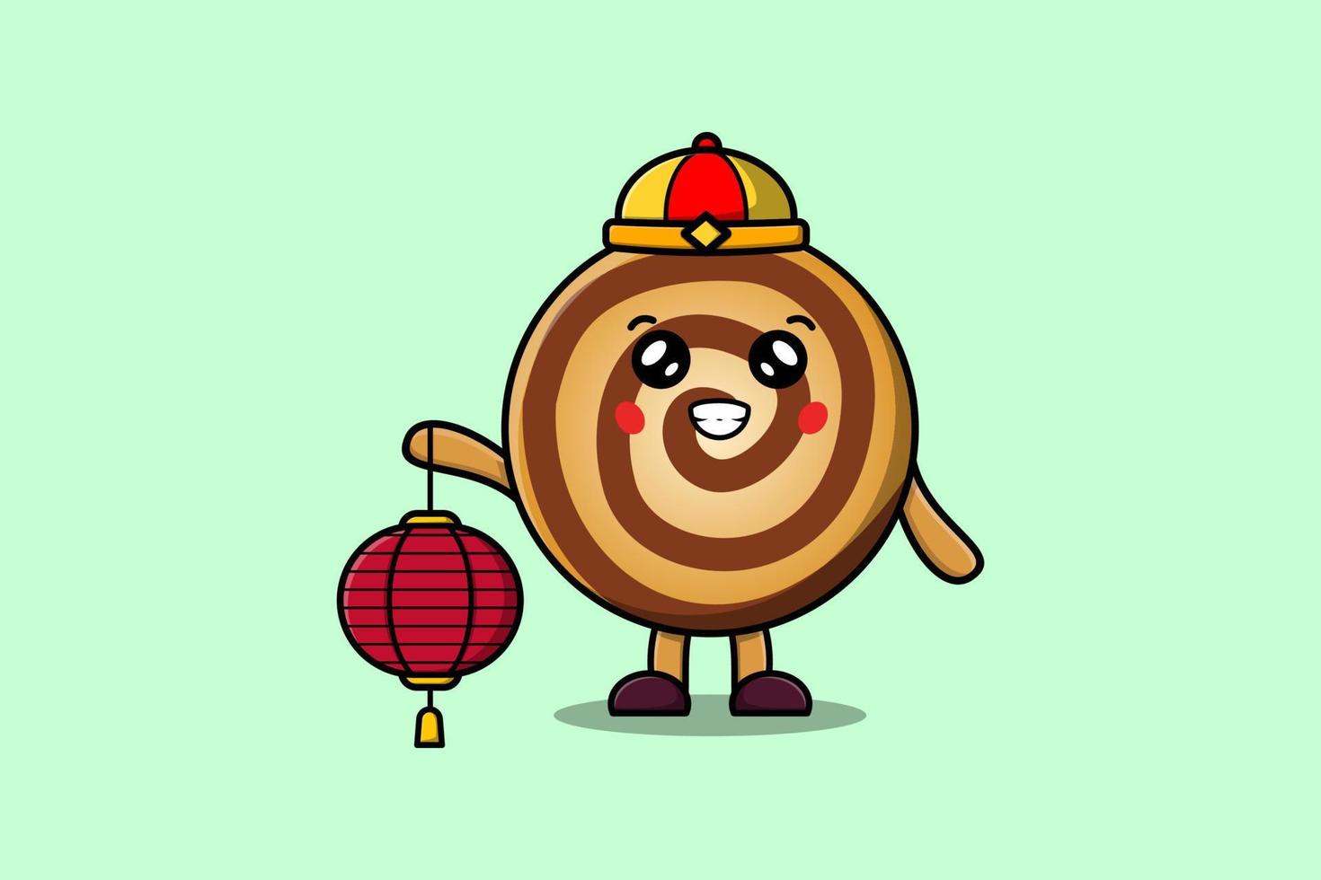 schattig tekenfilm koekjes Chinese Holding lantaarn vector