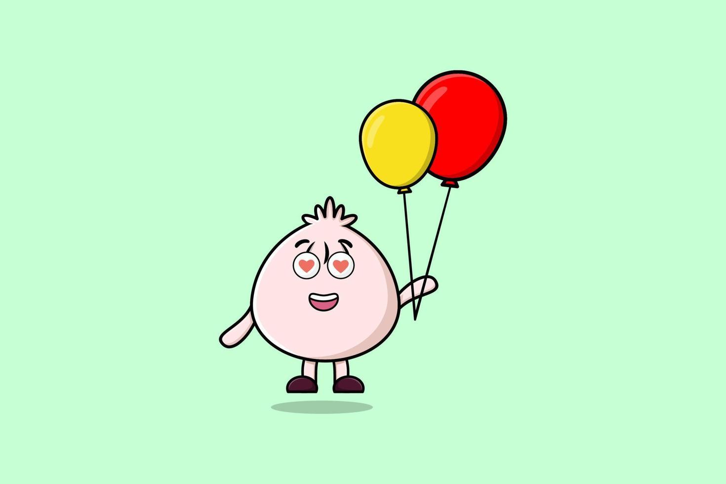 schattig tekenfilm afm som drijvend met ballon tekenfilm vector