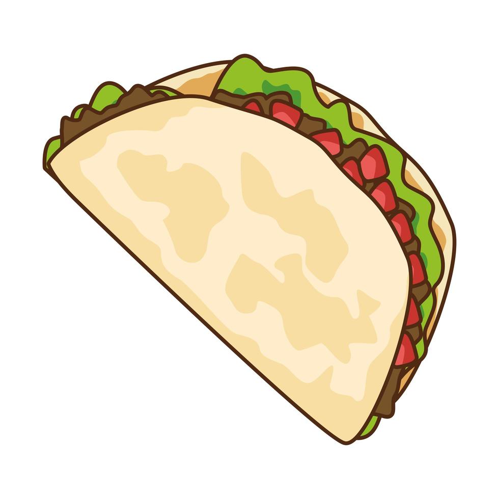 heerlijke taco fastfood pictogram vector