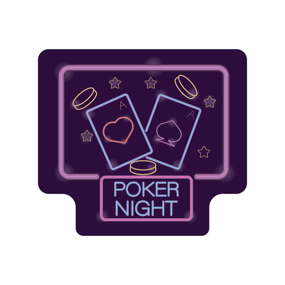 pokeravond casino neonlicht label vector