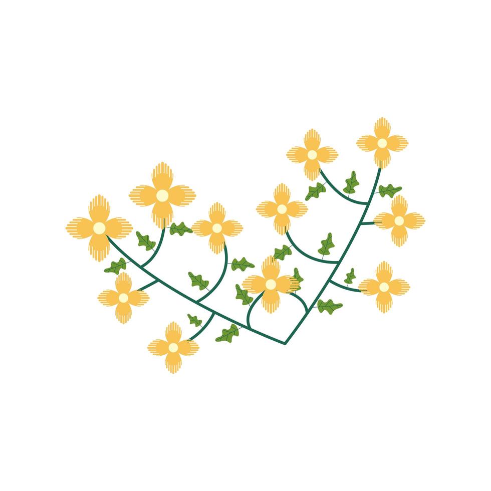 gele bloemen tuin plat element vector