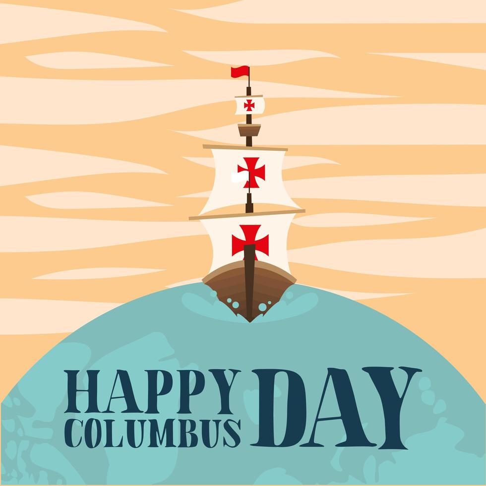 schip voor de gelukkige viering van Columbus Day vector