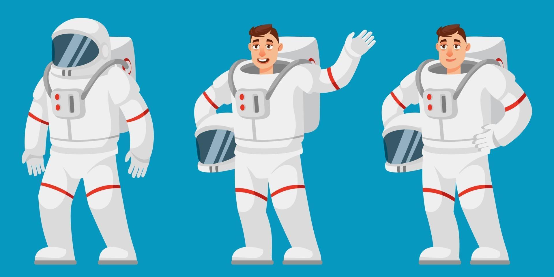 astronaut in verschillende poses. vector