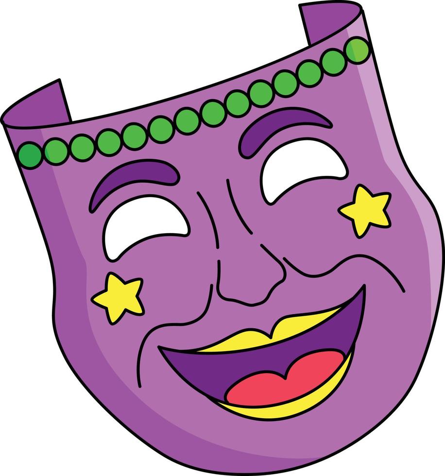 mardi gras tragedie masker tekenfilm gekleurde clip art vector