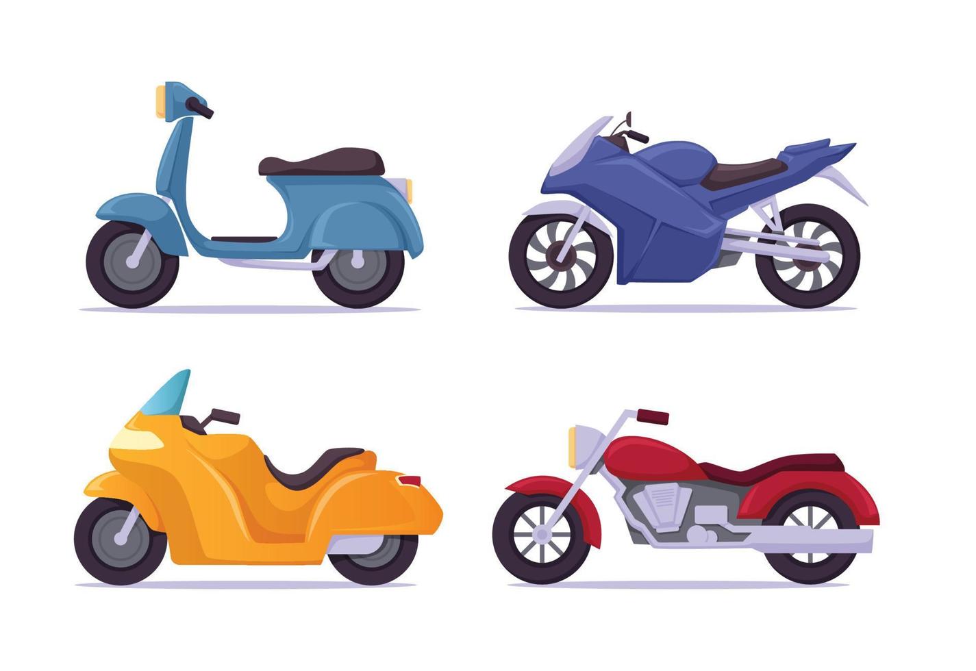 motorfiets en scooter geïsoleerd vector illustratie