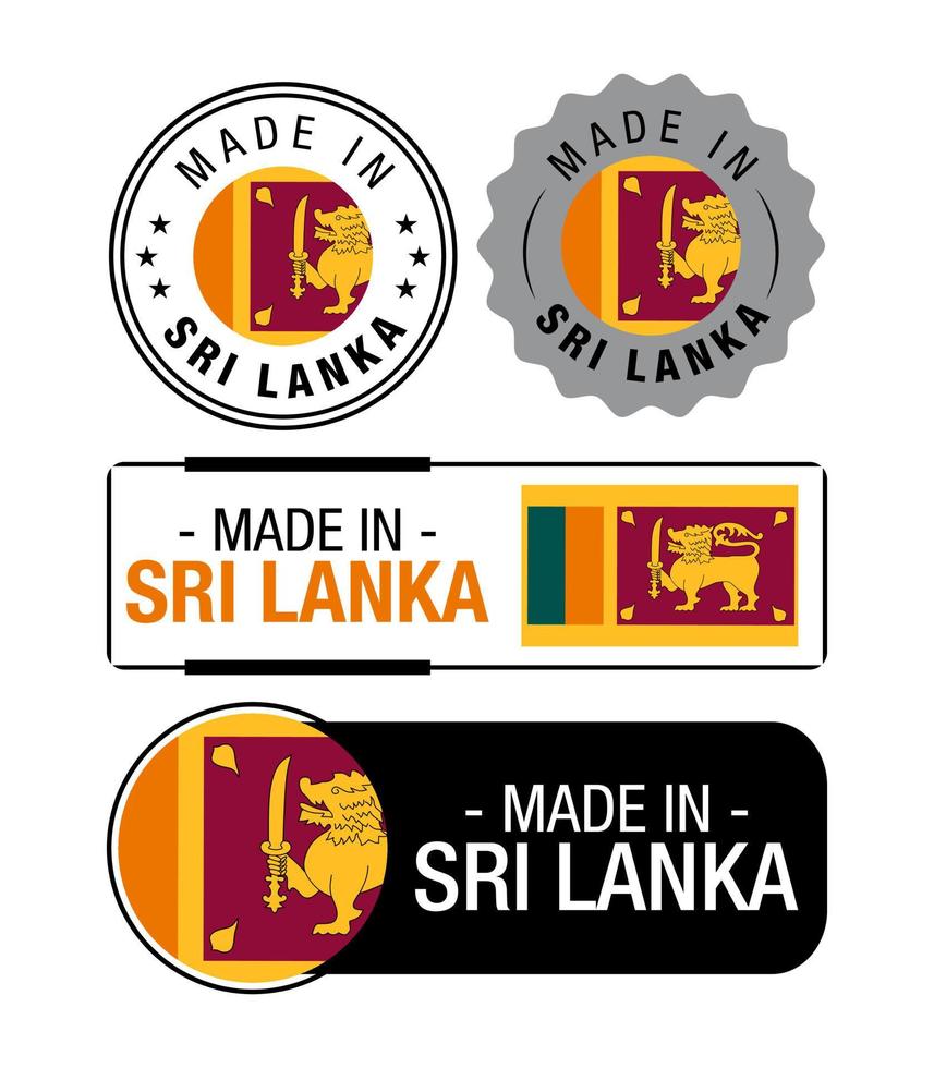 reeks van gemaakt in Sri Lanka etiketten, logo, Sri Lanka vlag, Sri Lanka Product embleem vector