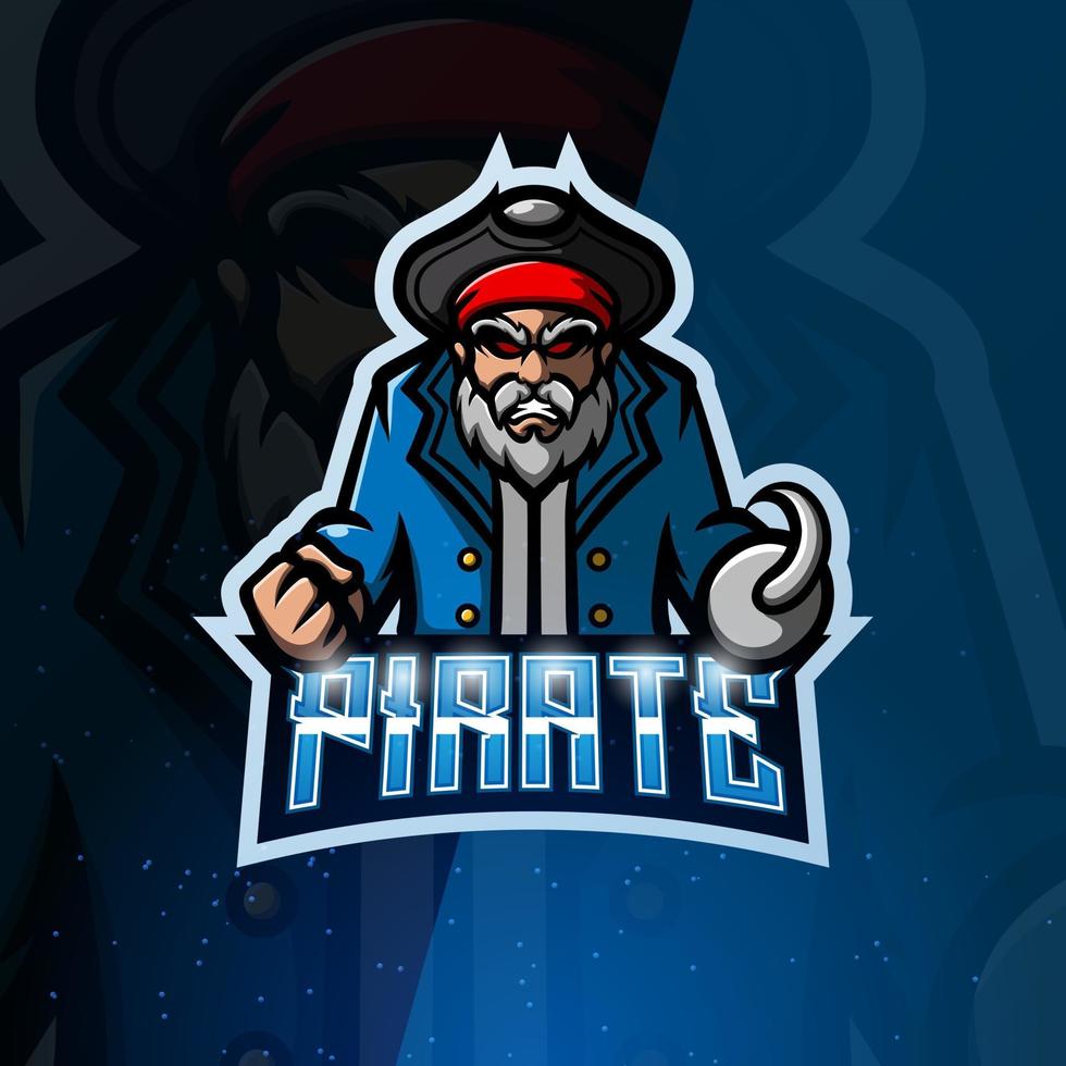 piraat mascotte esport logo ontwerp vector