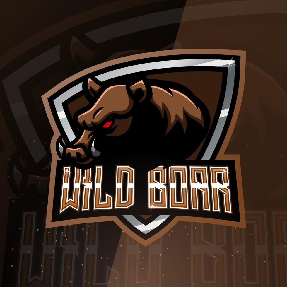 wild zwijn mascotte esport logo ontwerp vector