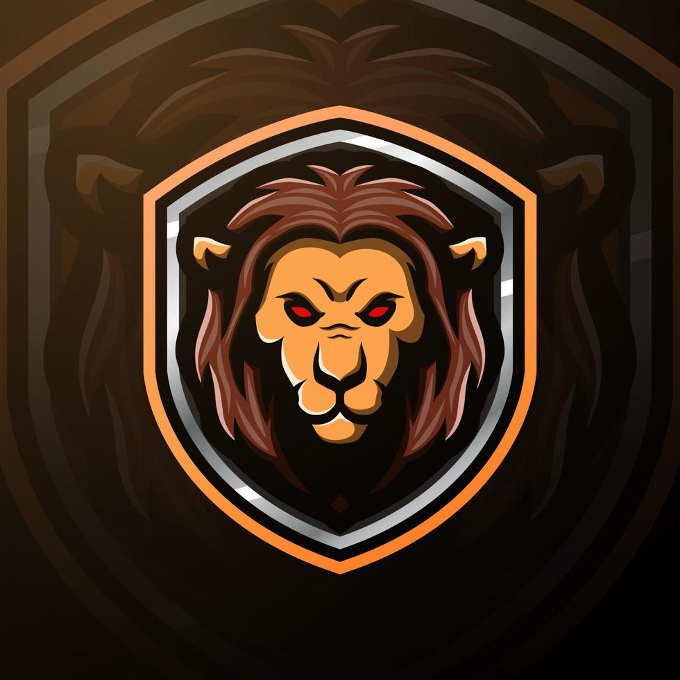 leeuw mascotte esport logo ontwerp vector