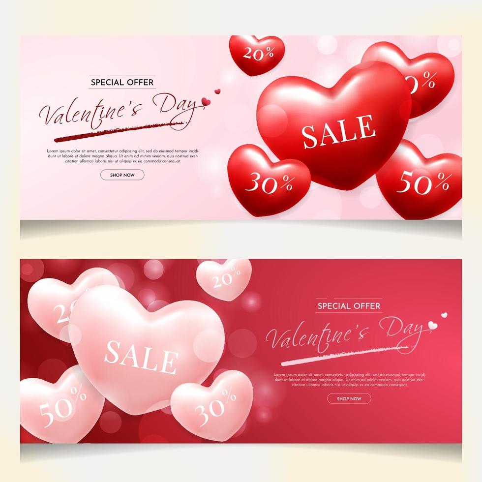 Valentijnsdag verkoop banners sjabloon vector