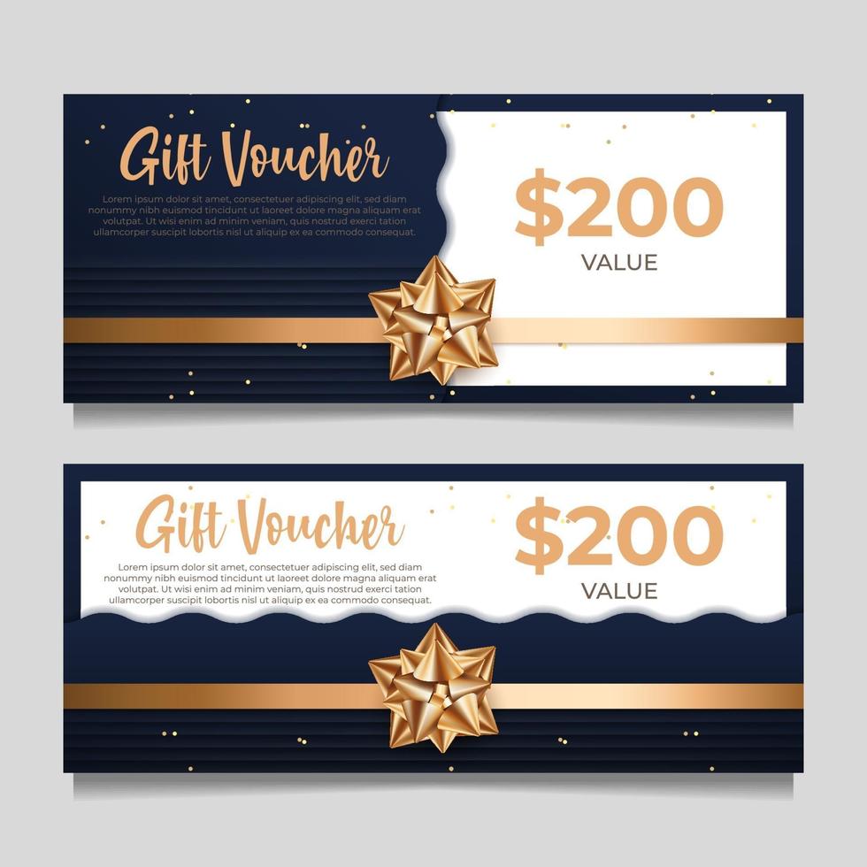 cadeaubon sjabloon met gouden stijl vector