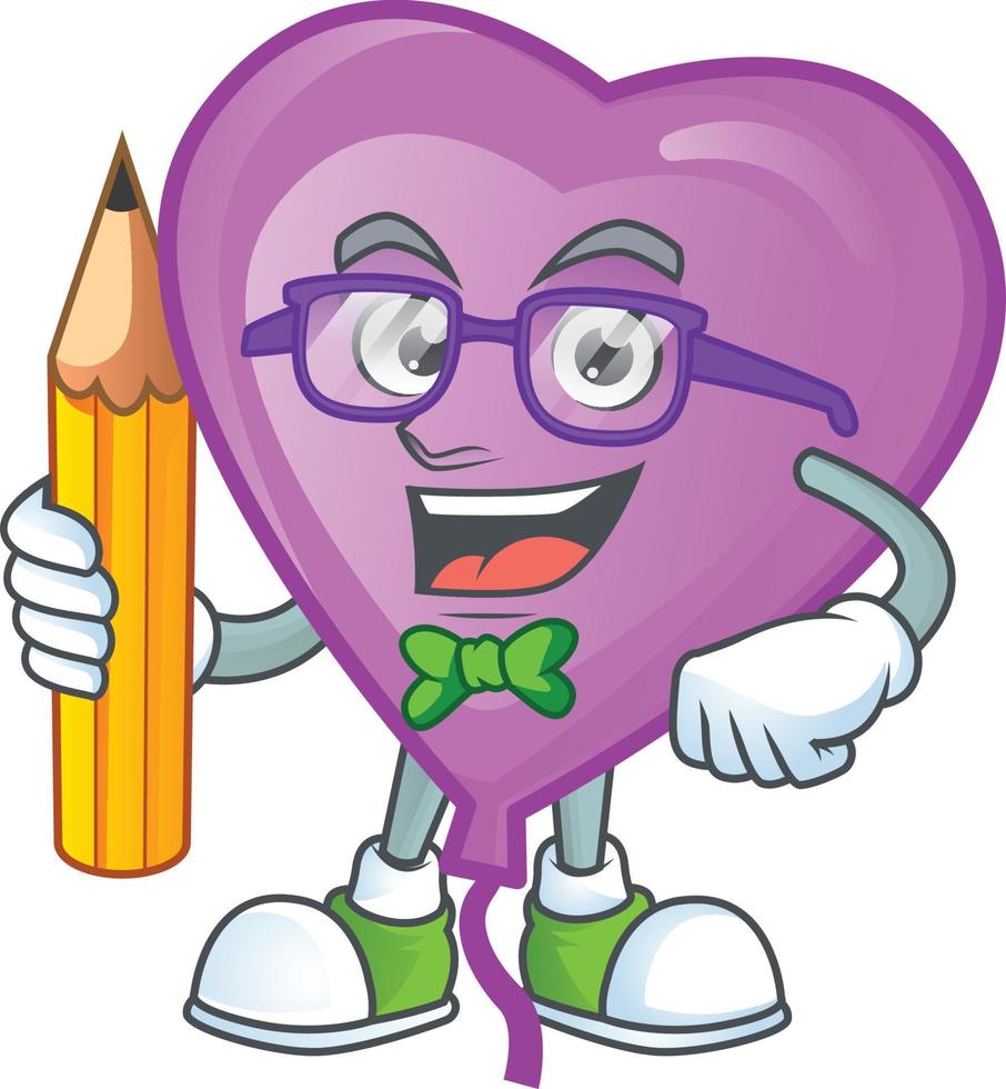 Purper liefde ballon tekenfilm karakter stijl vector