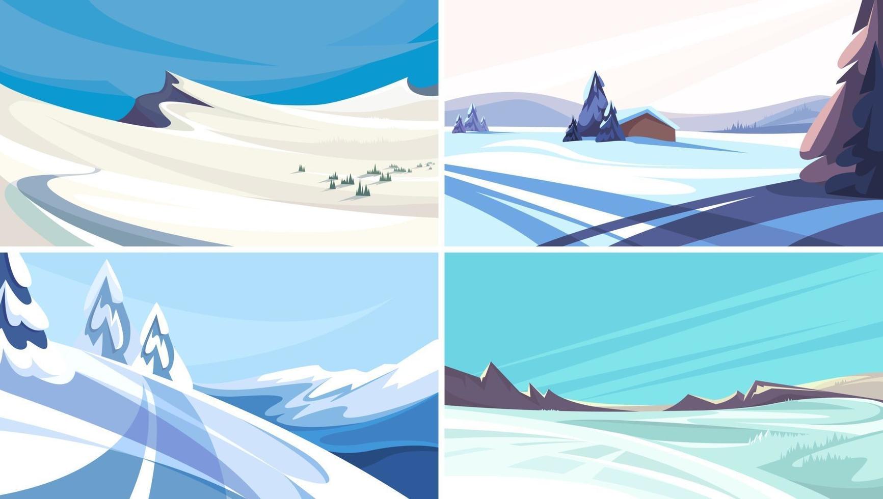 verzameling winterlandschappen vector