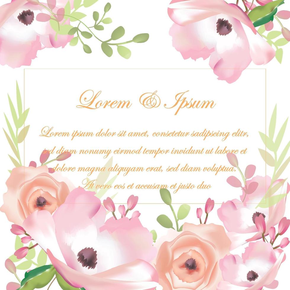 bruiloft zoete roze bloemkaart vector