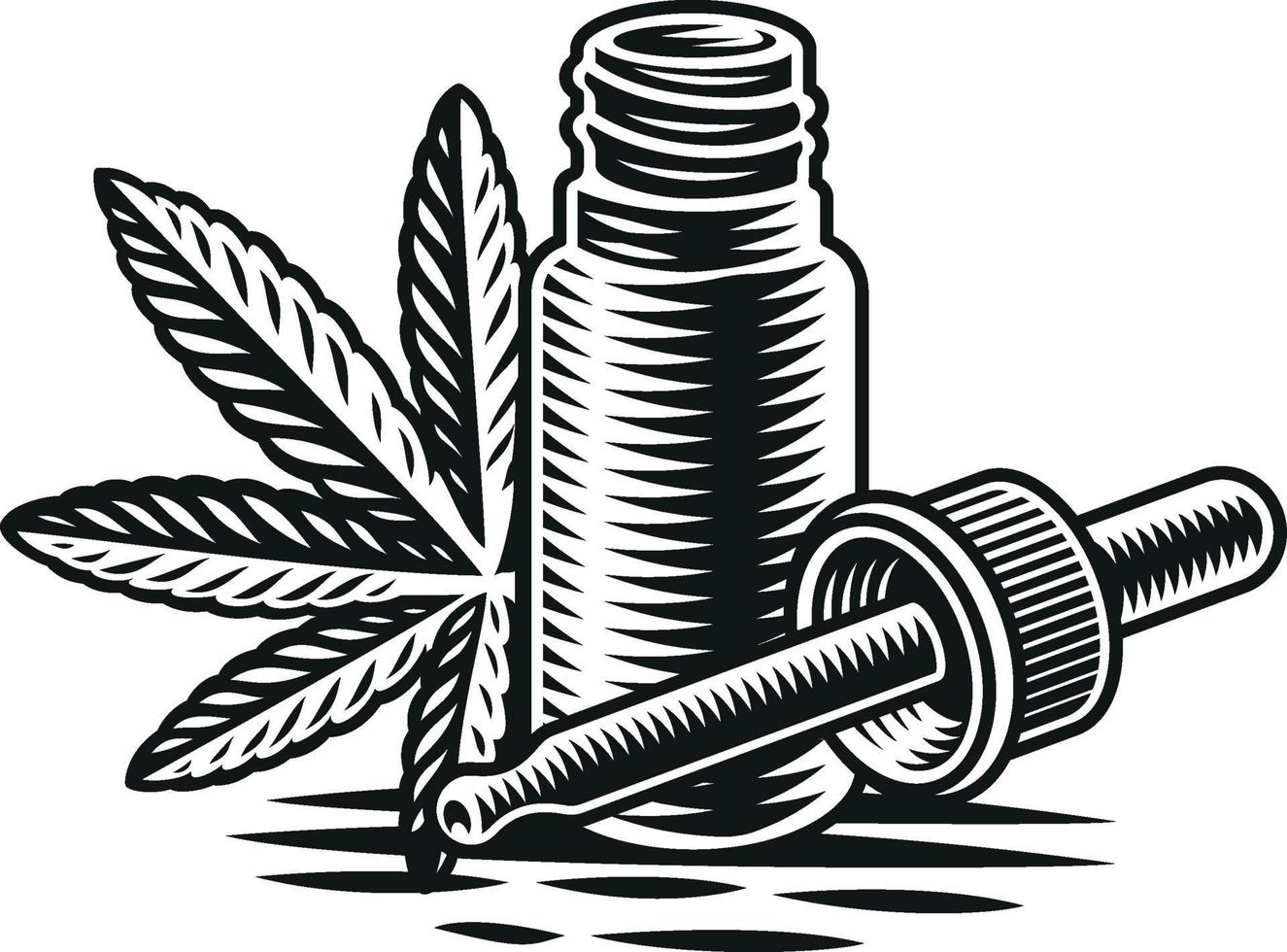 cannabis olie vectorillustratie in gravurestijl op witte achtergrond vector