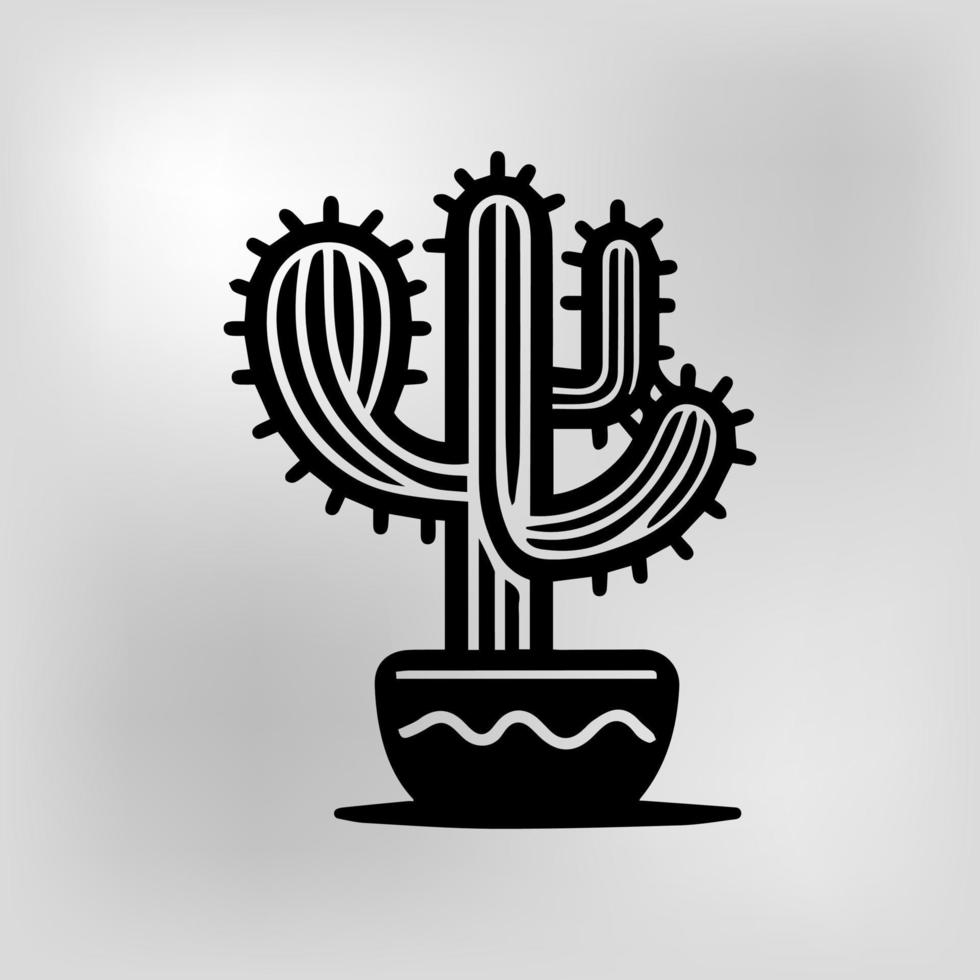 silhouet van een cactus vector